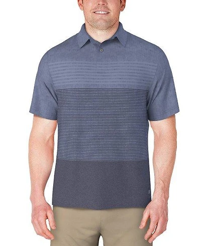 Men's Distressed Stripe Printed Short Sleeve Polo