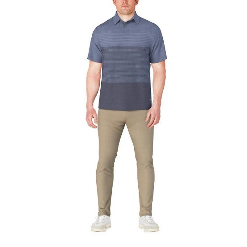 Men's Distressed Stripe Printed Short Sleeve Polo