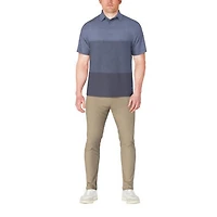 Men's Distressed Stripe Printed Short Sleeve Polo