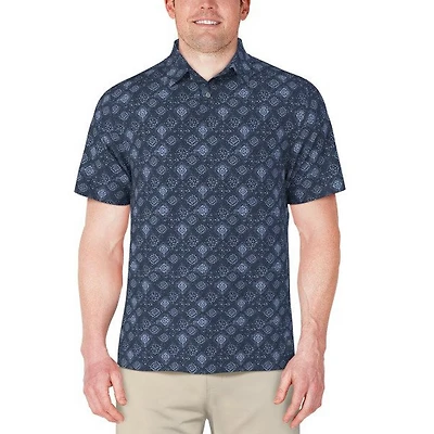 Men's Textured Medallion Short Sleeve Polo