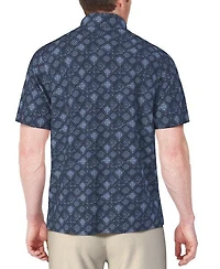 Men's Textured Medallion Short Sleeve Polo