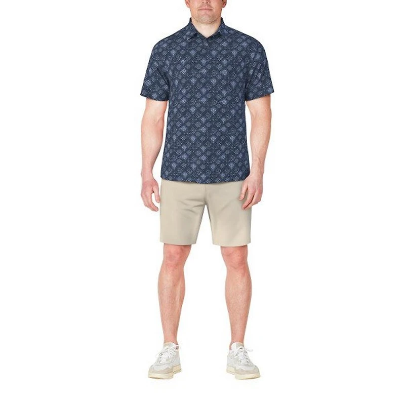 Men's Textured Medallion Short Sleeve Polo