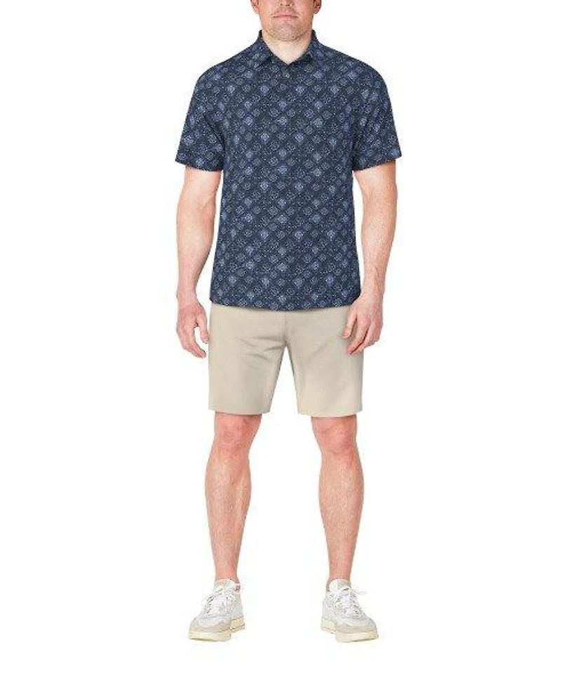 Men's Textured Medallion Short Sleeve Polo