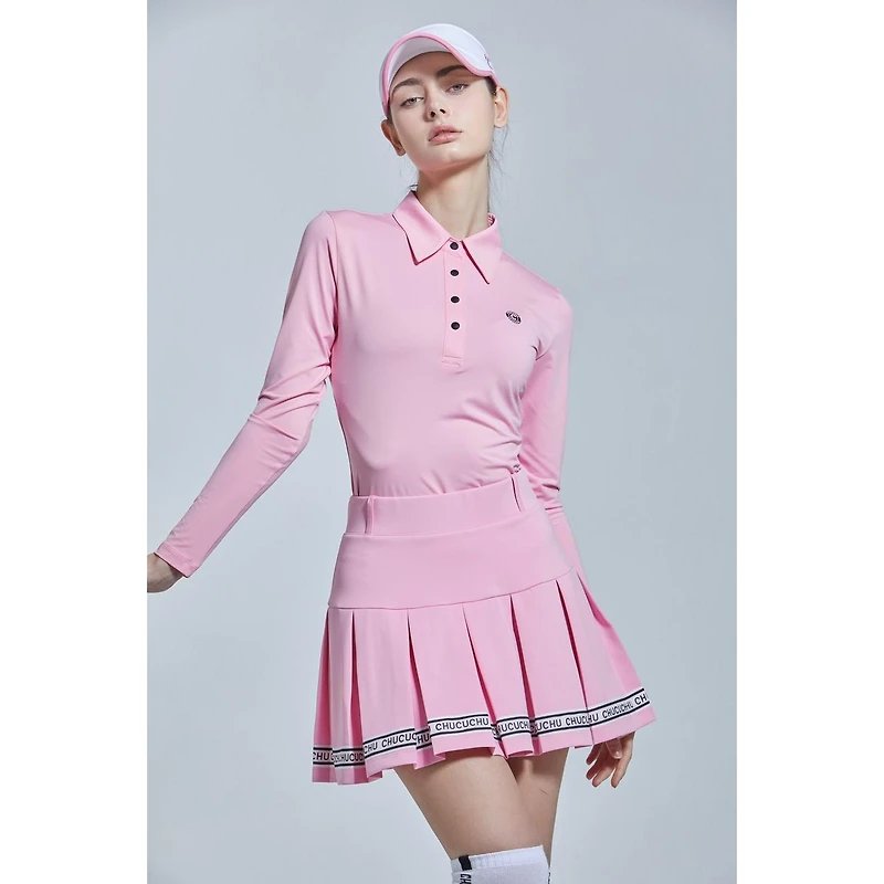 Women's Branded Hem Pleated Skirt