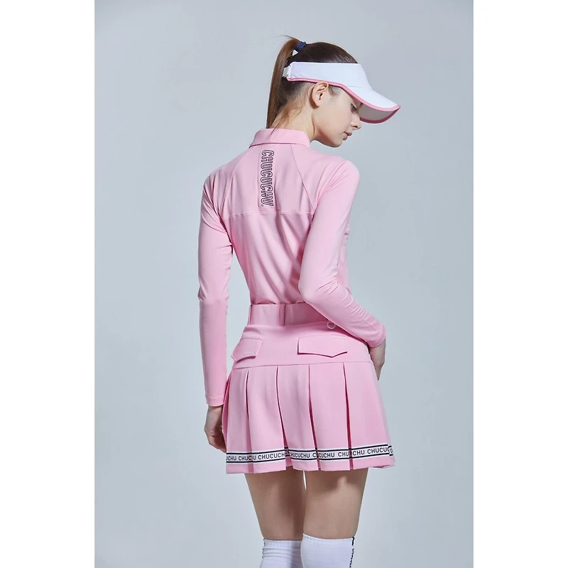 Women's Branded Hem Pleated Skirt