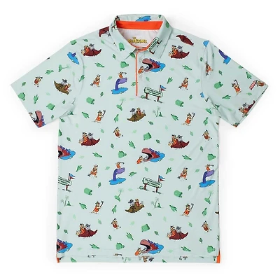 Men's Flinstones Loyal Order of Dinosaurs Golf Tournament Short Sleeve Polo