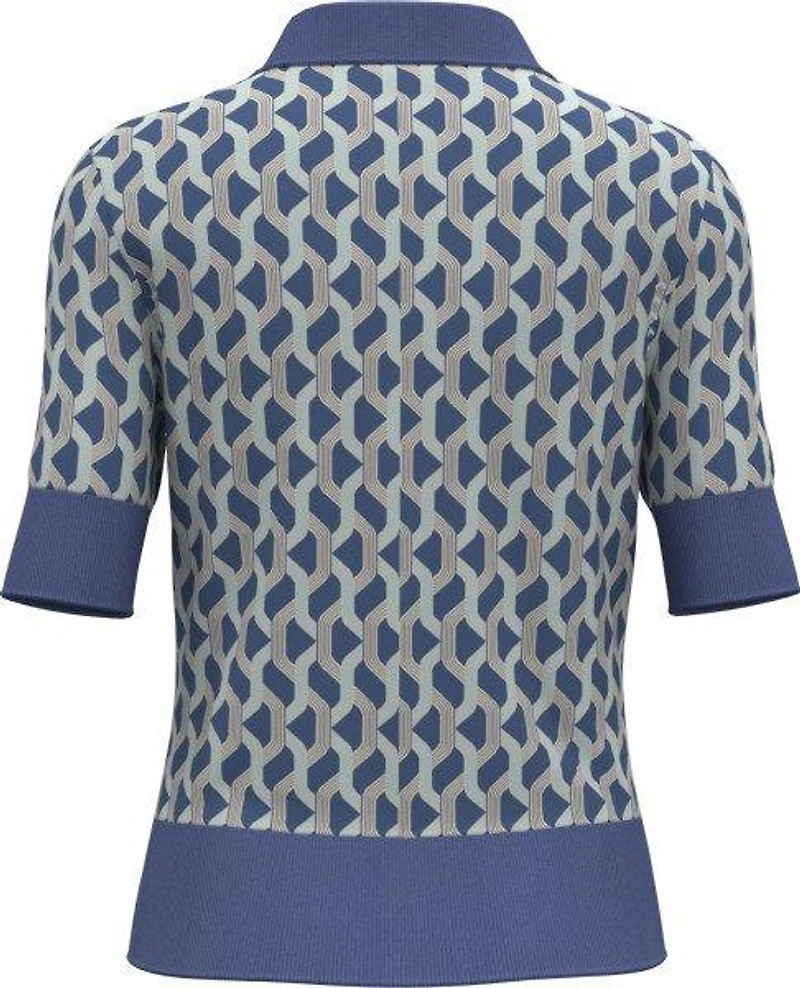 Women's Geometric Jacquard 1/2 Sleeve Polo