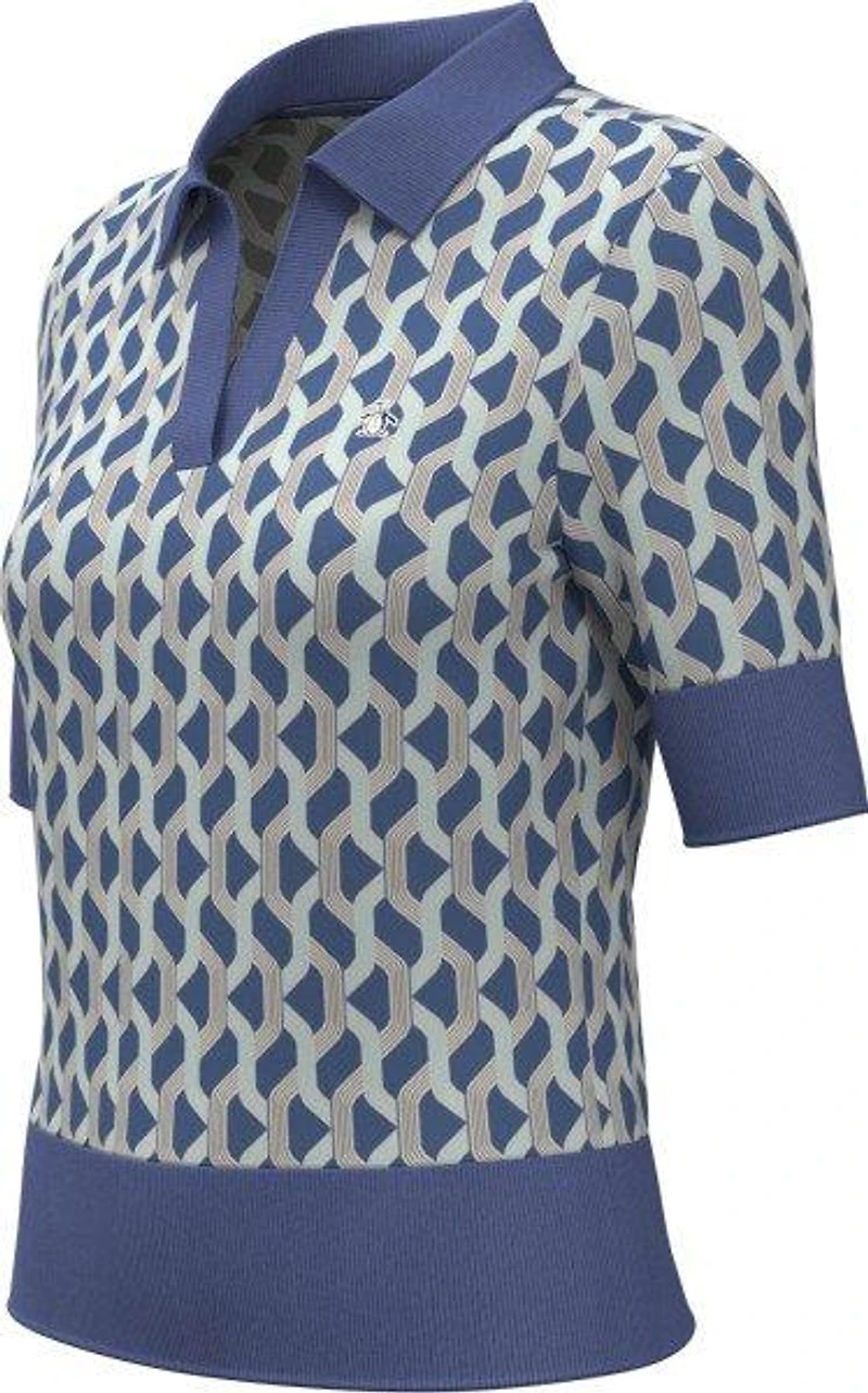 Women's Geometric Jacquard 1/2 Sleeve Polo