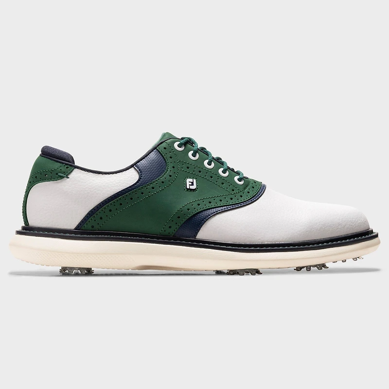 Men's Traditions Saddle Spiked Golf Shoe - White/Green/Navy