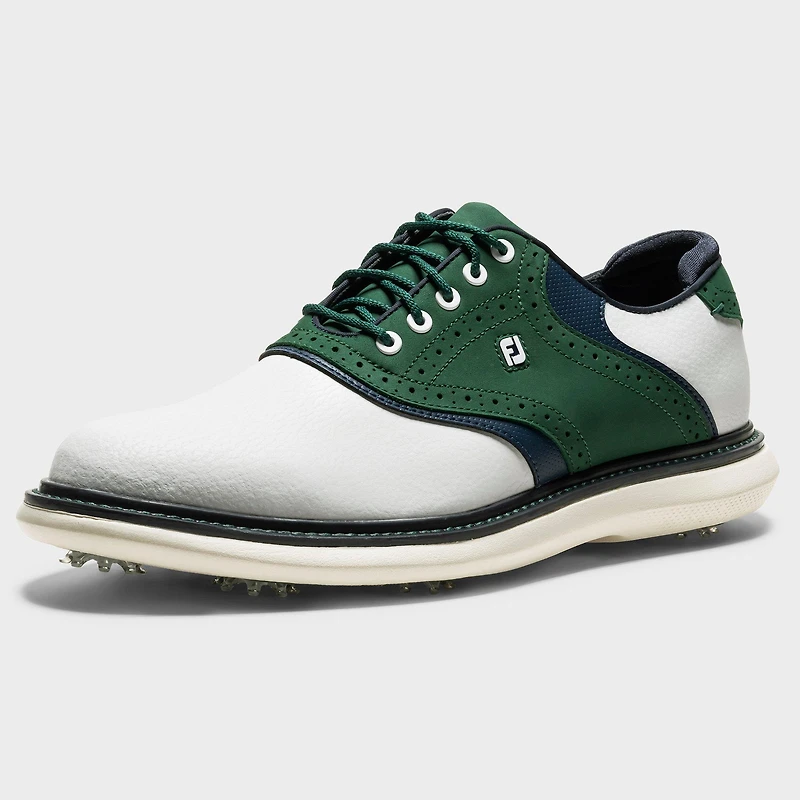 Men's Traditions Saddle Spiked Golf Shoe - White/Green/Navy