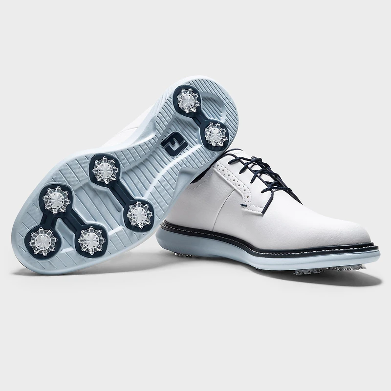 Men's Traditions Blucher Spiked Golf Shoe - White/Light Blue