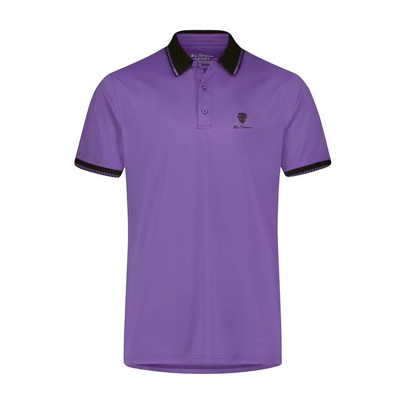 Men's Contrast Collar Pique Short Sleeve Polo