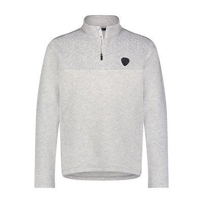 Men's Cable Knit Effect Mix Media Long Sleeve Pullover
