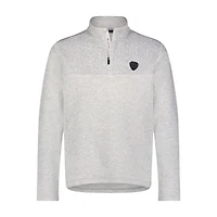 Men's Cable Knit Effect Mix Media Long Sleeve Pullover