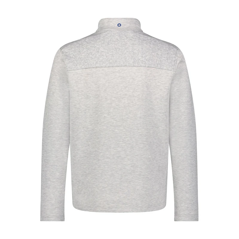 Men's Cable Knit Effect Mix Media Long Sleeve Pullover