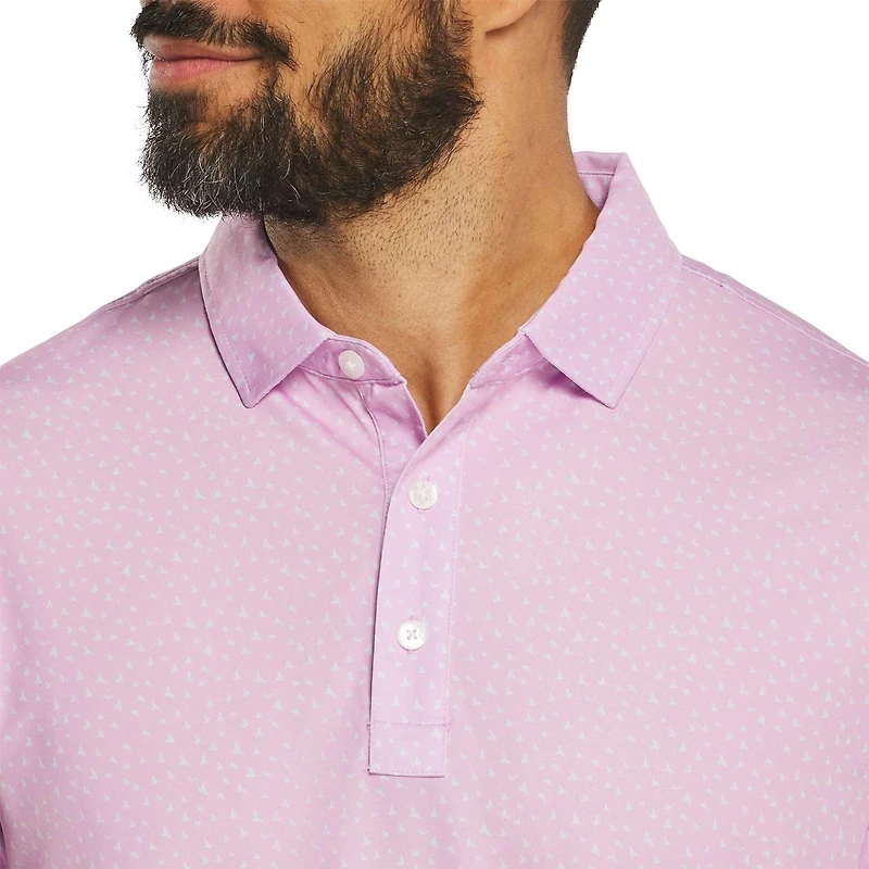 Men's Bird Print Lisle Short Sleeve Polo