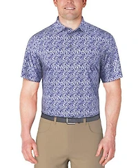 Men's Botanical Print Short Sleeve Polo