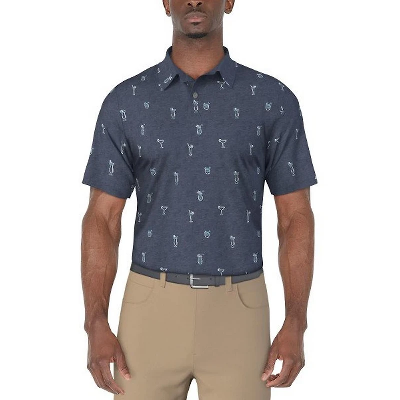 Men's Drink Conversational Print Short Sleeve Polo