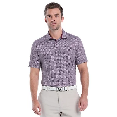 Men's Textured Chev Print Short Sleeve Polo