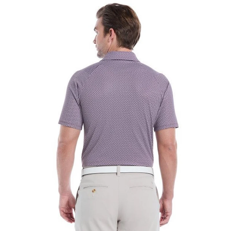 Men's Textured Chev Print Short Sleeve Polo