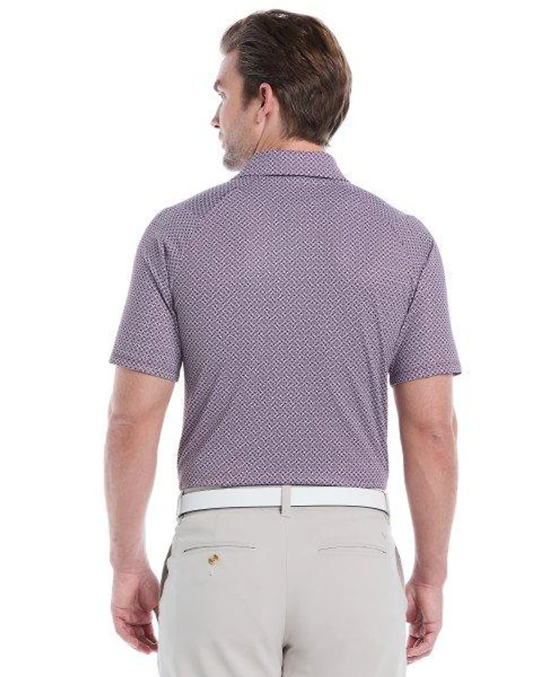 Men's Textured Chev Print Short Sleeve Polo