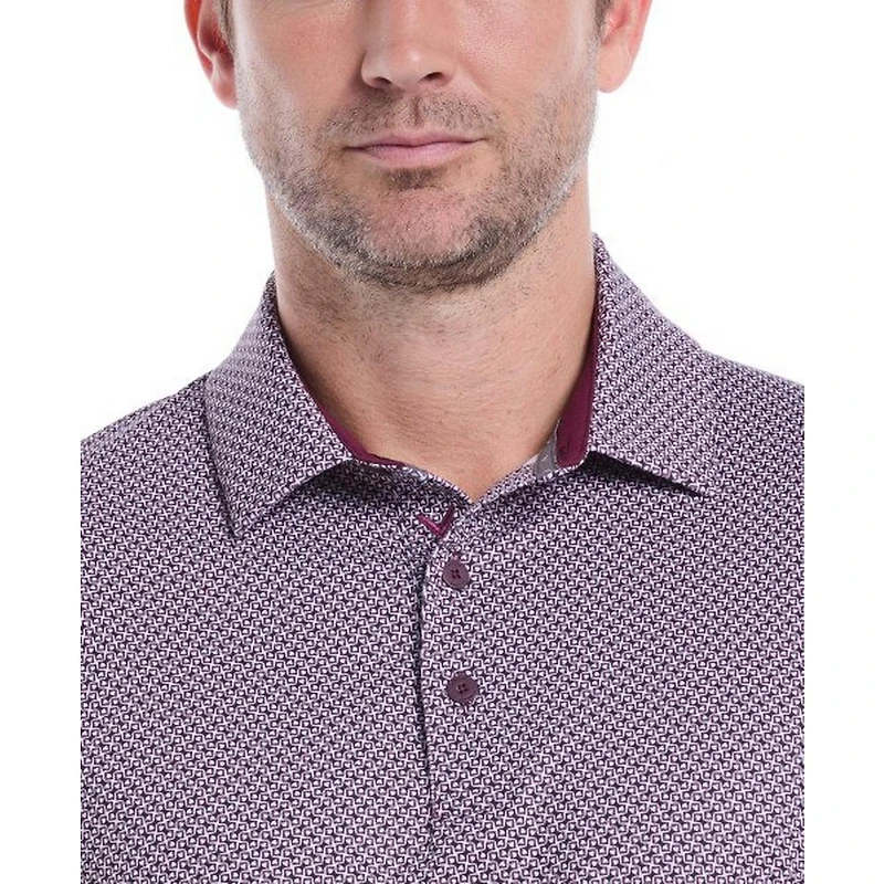 Men's Textured Chev Print Short Sleeve Polo