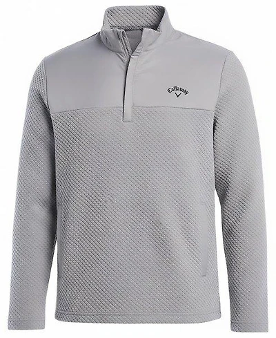 Men's Textured 1/4 Zip Covered Placket Longsleeve Sweater
