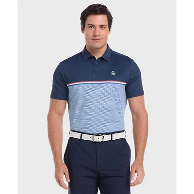 Men's Engineered P Color Block Print Short Sleeve Polo