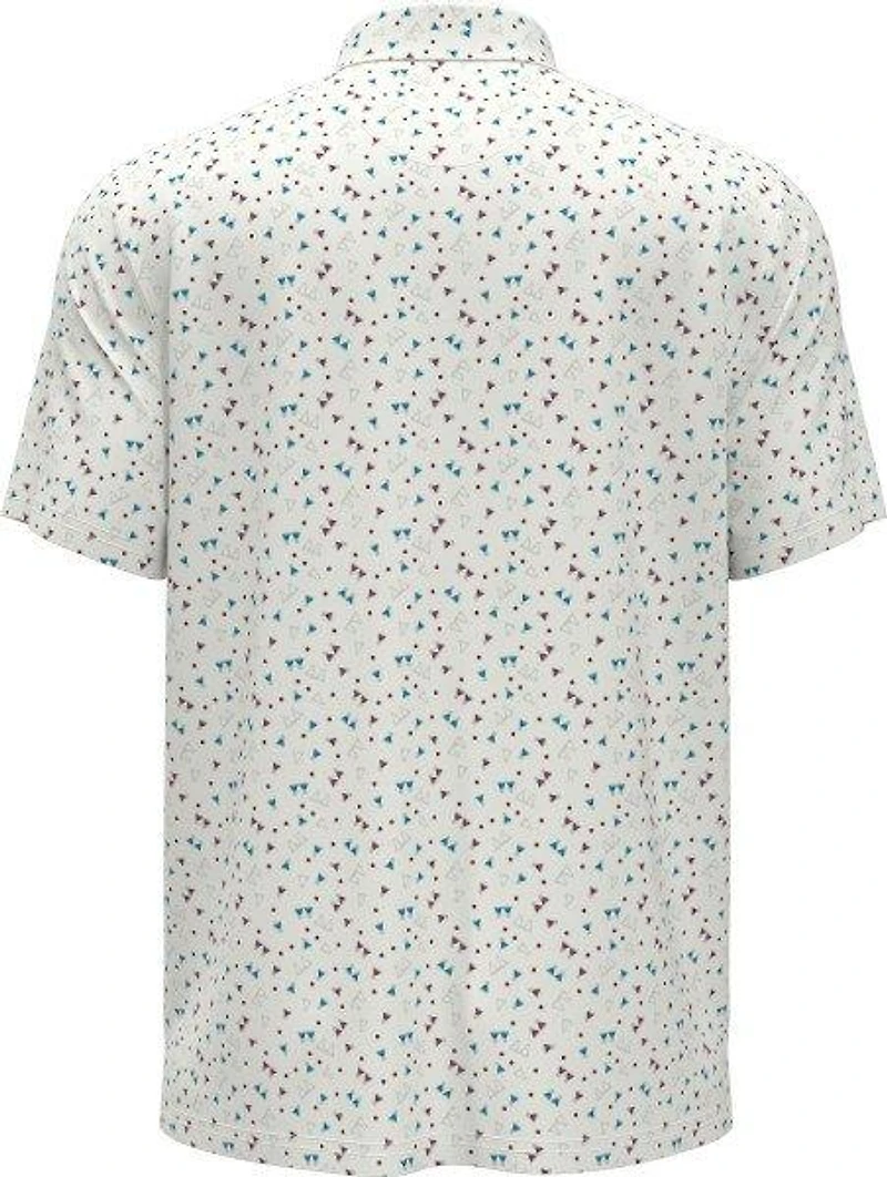 Men's 19th Hole Sake-Tini Novelty Print Short Sleeve Polo