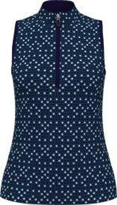 Women's Mock Neck Geo 1/4 Zip Sleeveless Top