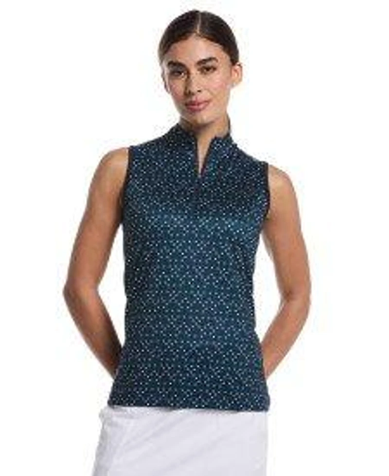 Women's Mock Neck Geo 1/4 Zip Sleeveless Top
