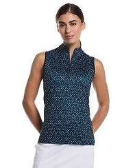 Women's Mock Neck Geo 1/4 Zip Sleeveless Top