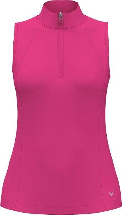 Women's Ribbed Zip Mock Sleeveless Top