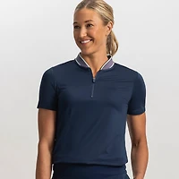Women's Zip Blade Collar Short Sleeve Polo