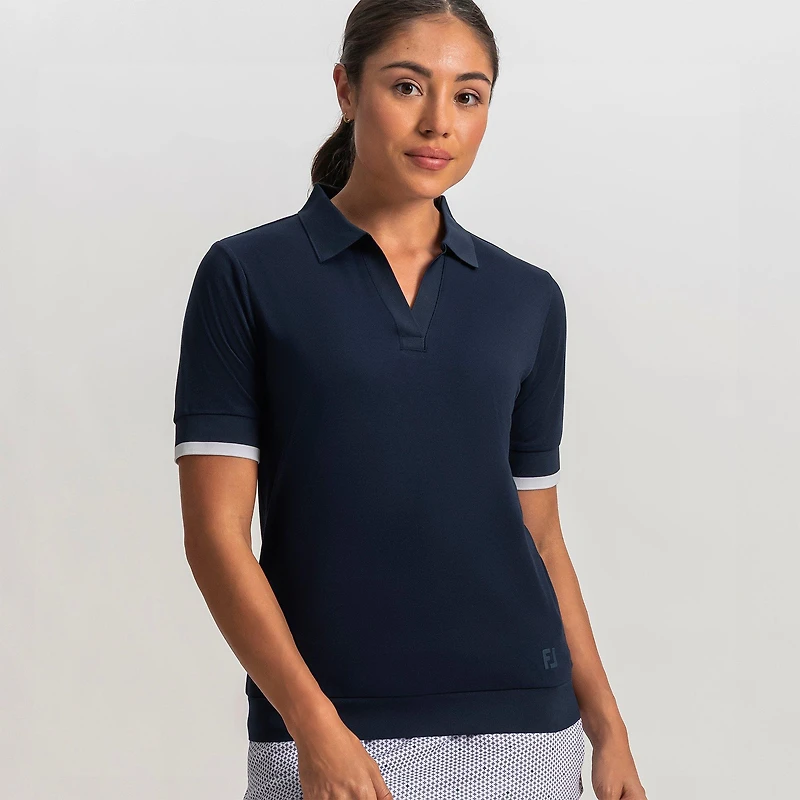 Women's Texture Knit Short Sleeve Polo