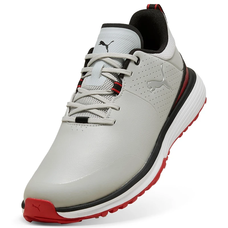 Men's Fusion Grip ST Spiked Golf Shoe - Grey/Red (Wide)