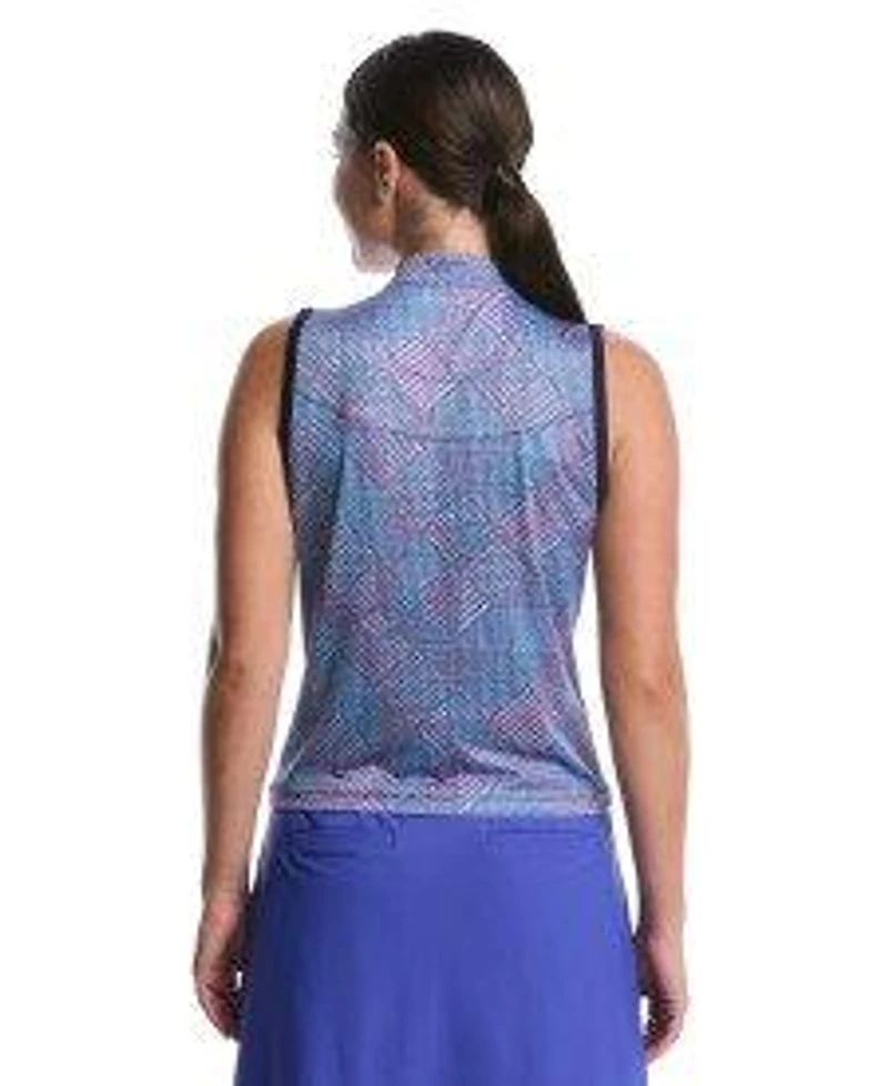 Women's Printed 1/2 Zip Sleeveless Polo