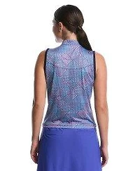 Women's Printed 1/2 Zip Sleeveless Polo