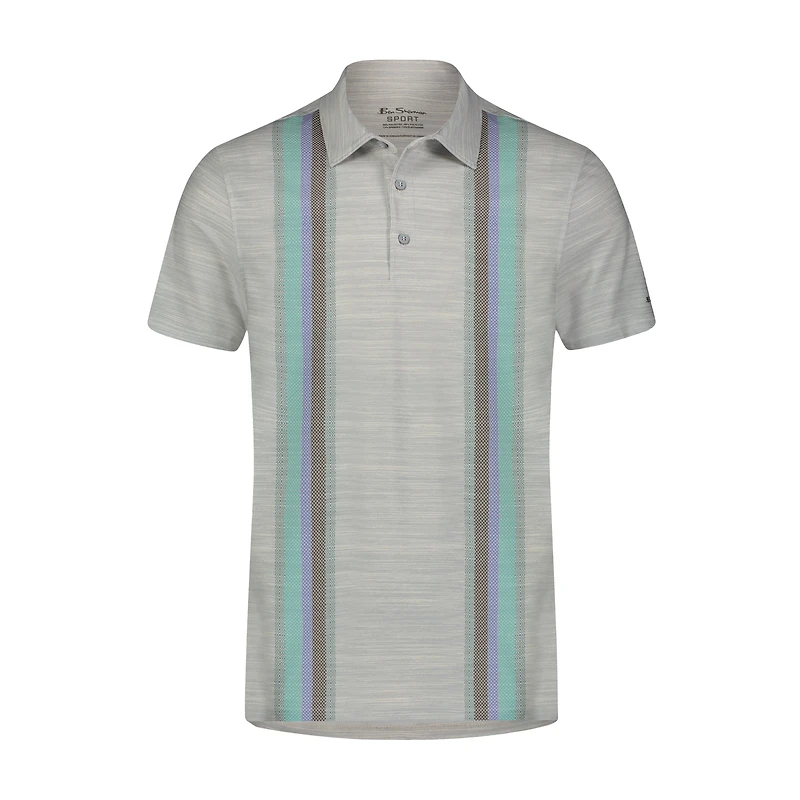 Men's Vertical Stripe Short Sleeve Polo