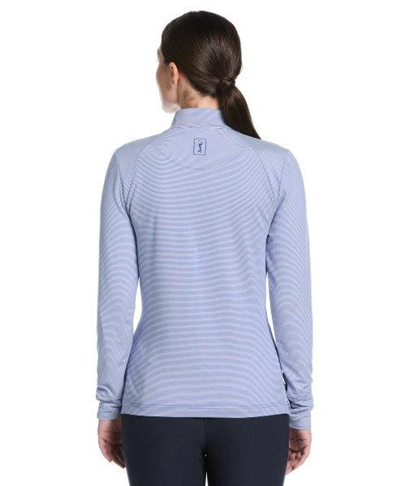 Women's Feeder Stripe 1/4 Zip Long Sleeve Top
