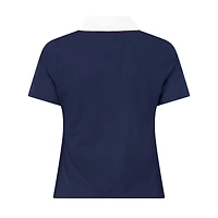 Women's Marine Contrast Ruched Short Sleeve Polo