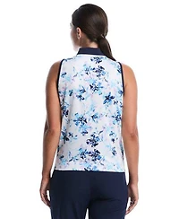 Women's Watermark Floral 1/4 Zip Sleeveless Polo