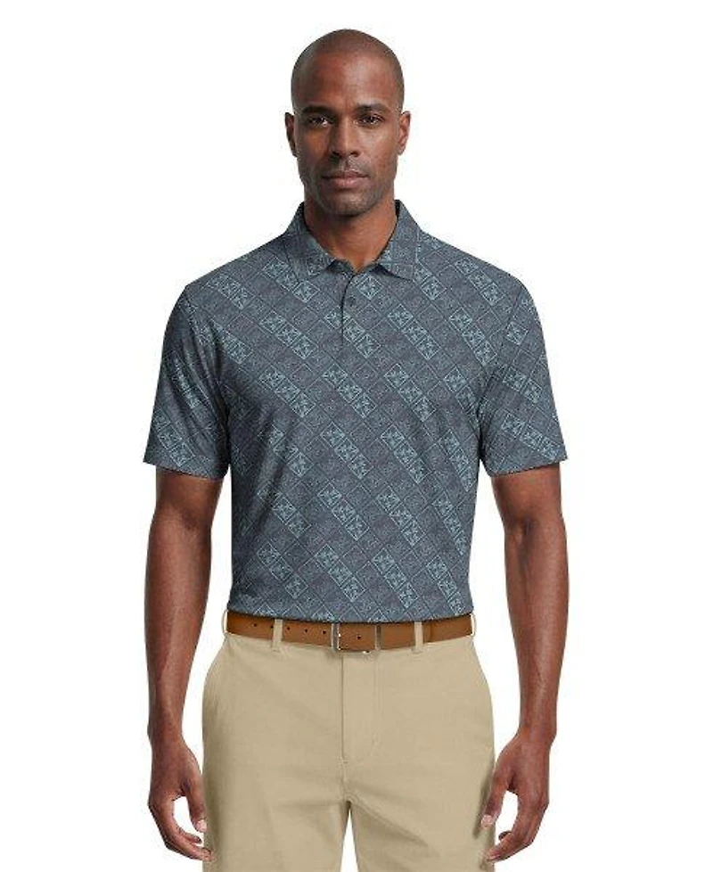 Men's Tropical Argyle Printed Short Sleeve Polo