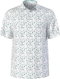 Men's Flowering Peach Printed Short Sleeve Polo