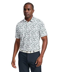 Men's Flowering Peach Printed Short Sleeve Polo