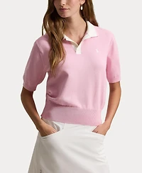 Women's 3 Button Short Sleeve Polo Sweater