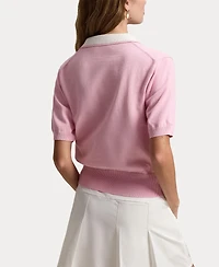 Women's 3 Button Short Sleeve Polo Sweater