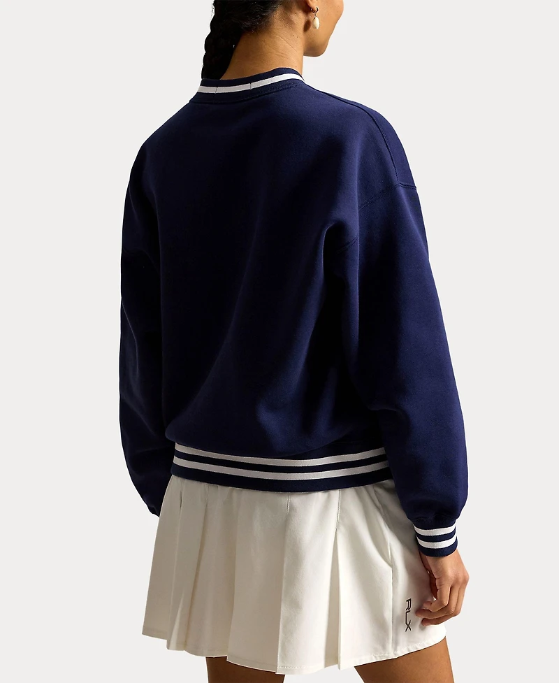 Women's Cashmere Fleece Novelty Bear V-Neck Pullover