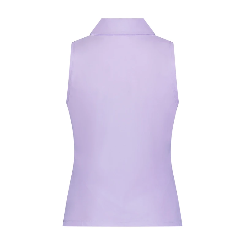 Women's Solid Fitted Sleeveless Polo