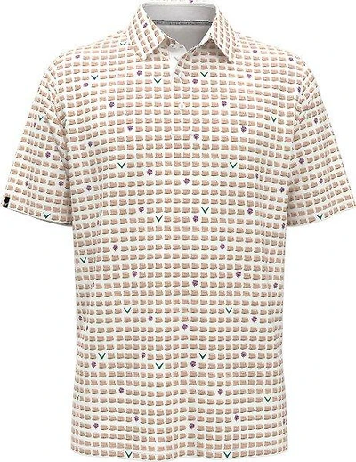 Men's One Pimento Two Green Print Short Sleeve Polo